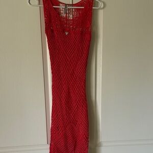 Guess Red Crochet Maxi Dress